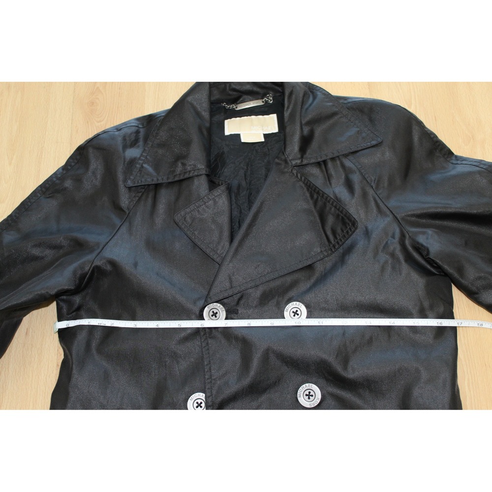 Michael Kors Women Jacket Black Trench Coat Lightweight Rain Jacket XS/P no belt - Picture 7 of 9